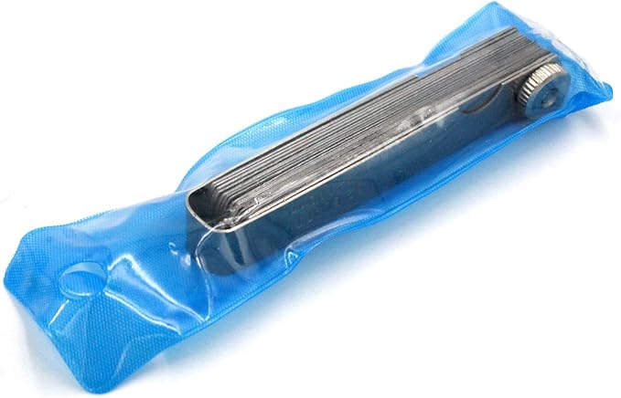 Stainless Steel Feeler Gauge Universal Standard SAE and Metric Offset Valve Thickness Gauge 32-Piece Blade Tool for Measuring Gap Width/Thickness
