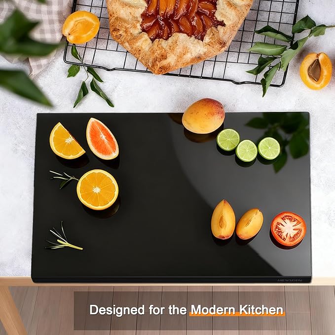 Black Cutting Boards for Kitchen, Acrylic Cutting Board with Counter Lip Countertop Protector, Non-Slip Tablas Para Picar Cocina, Kitchen Decor Apartment Essentials House Warming Gifts(20"x16")