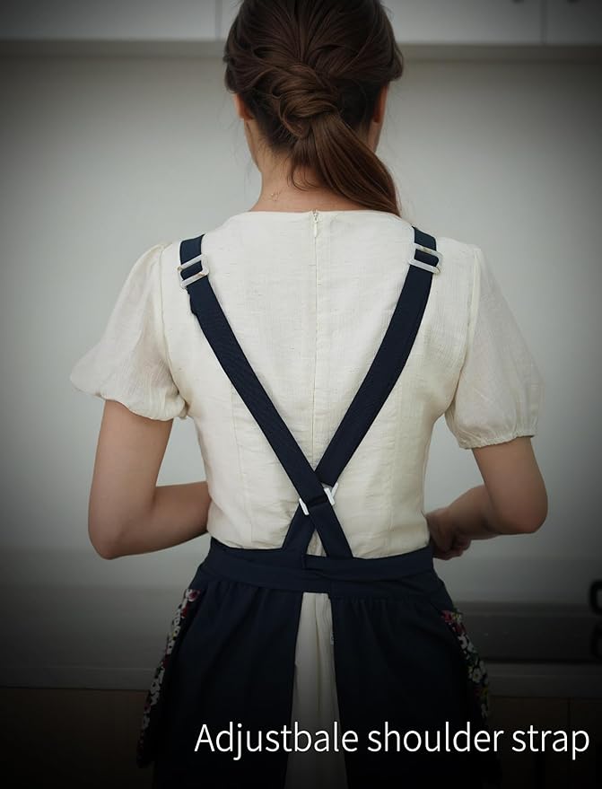 Pinknoke Kitchen Aprons for Women with Pockets Cute Vintage Chef Pinafore Apron for Gardening Cooking Baking Painting