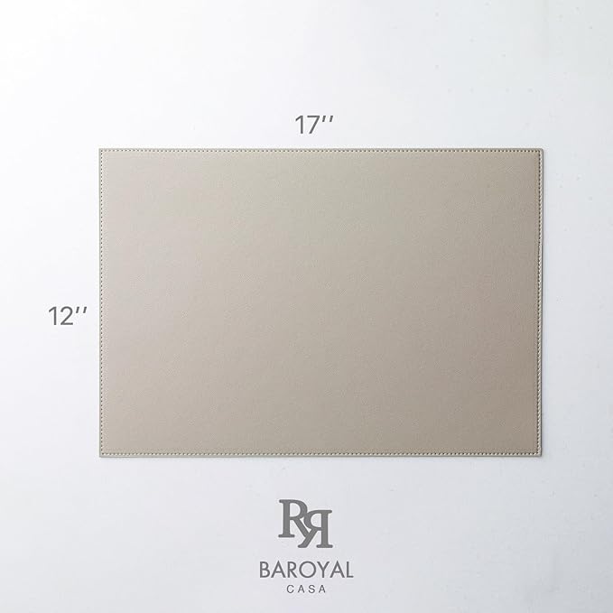Faux Leather Placemats Set of 8 Vinyl Washable Wipeable Table Mats for Kitchen Dining Table Heat Resistant Waterproof Indoor/Outdoor Placemats Non-Slip Easy Clean Place Mats-Almond Birch