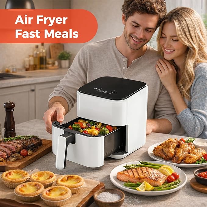 NEWBULIG Air Fryer, Compact Digital 3 Qt Airfryer with Nonstick Plate & Dishwasher Safe Basket, Quick Easy Meals, Features Auto Shutoff and Simple Touchscreen, Ideal for Small Spaces