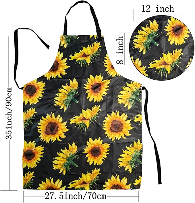 Sosolong Adjustable Waterproof Apron Bib Apron with 2 Pockets Cooking Kitchen Aprons for Women Men Chef