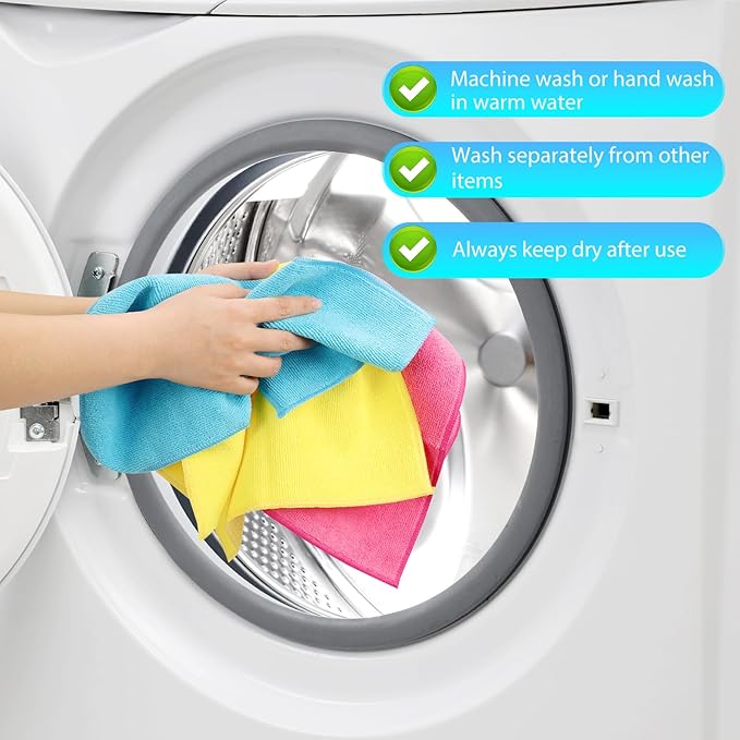 Forggon 15pcs Microfiber Cleaning Cloth Lint Free, Absorbent, Streak Free, Non-Abrasive, Reusable and Washable,Cleaning Towels with 5 Color Assorted,11.5"X11.5"(Green/Blue/Yellow/Pink/Grey)