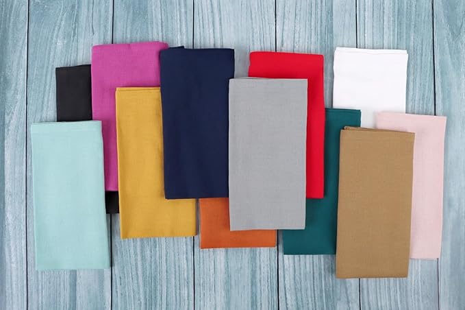 Fingercraft Cloth Napkins Set of 12, Cotton Linen Blend, Premium Quality, Mitered Corners for Every Day Use Christmas Napkins Cloth, Pre Shrunk and Good Absorbency 18x18 inch Gold Easter Color