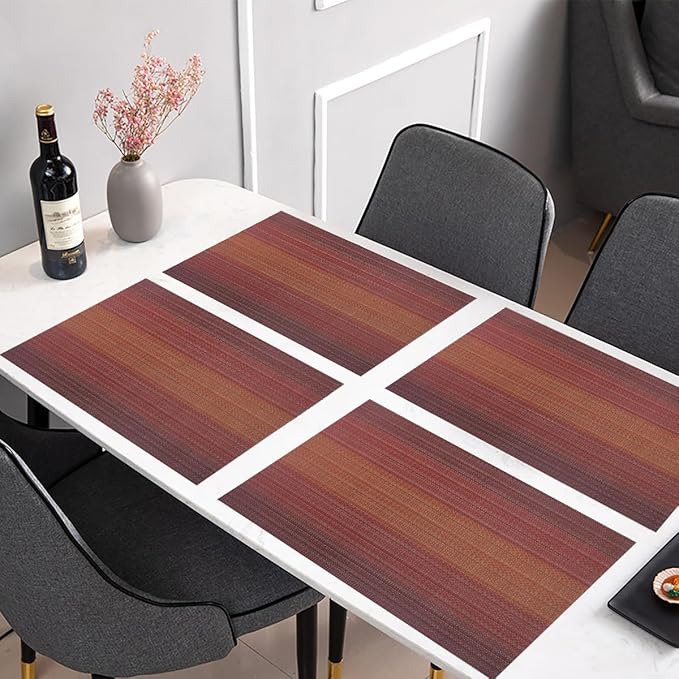 PIGCHCY Placemats Set of 12 Washable Durable Place Mats Vinyl Heat Resistant Non-Slip Table Mats Indoor Outdoor (Scarlet Red)