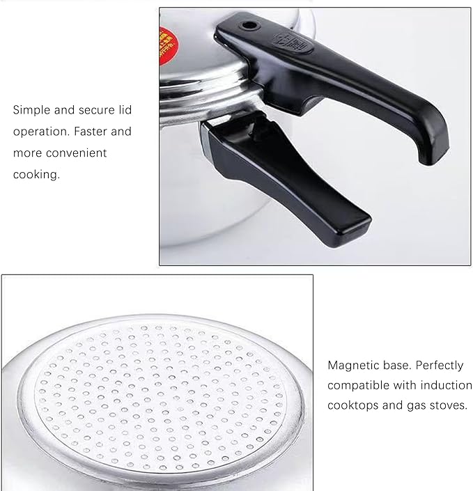Small Pressure Cooker, Mini Aluminum Alloy Pressure Cooker with Magnetic bottom, Safety and Durable Compact Pressure Canner compatible for induction cookers and gas stoves (4L)