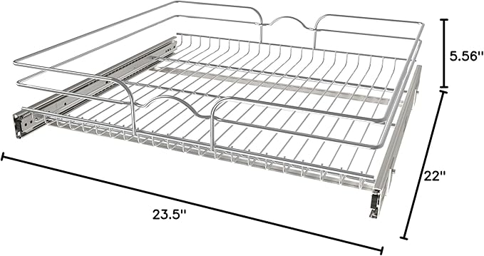 Rev-A-Shelf Kitchen Cabinet Pullout Shelf and Drawer Organizer Slide Out Pantry Storage Basket in Multiple Sizes, 24 x 22 In, 5WB1-2422CR-1