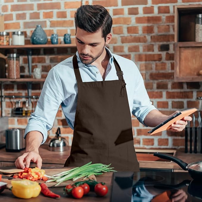 15 Pcs Adult Aprons Bulk with Pockets Adjustable Bib Chef Apron for Women Men Painting Cooking Crafting (S/L)