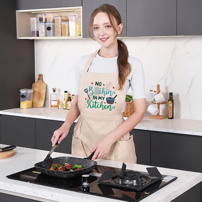Fairy's Gift Funny Cooking Aprons for Women, Cute Embroidered Womens Kitchen Apron with Pockets for Cooking Baking - Fun Mothers Day, Birthday, Baking Gifts for Mom Wife Grandma Baker Daughter Chef