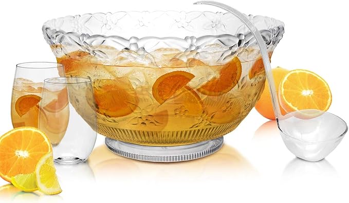 Party Essentials Hard Plastic 5-Ounce Punch Bowl/Serving Ladle, 3-Count, Clear