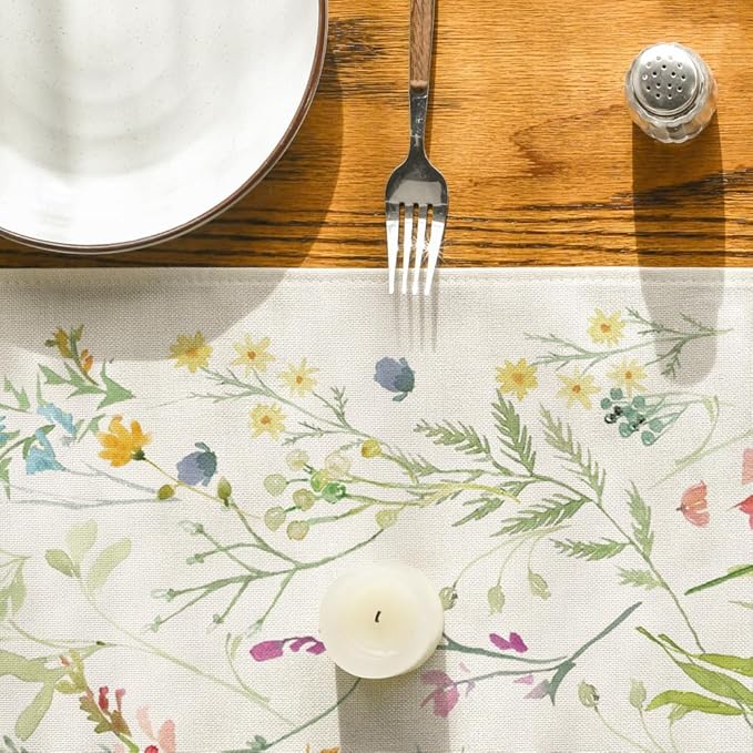Artoid Mode Wildflowers Bloom Flowers Spring Table Runner, Seasonal Summer Floral Kitchen Dining Table Decoration for Home Party Decor 13x36 Inch