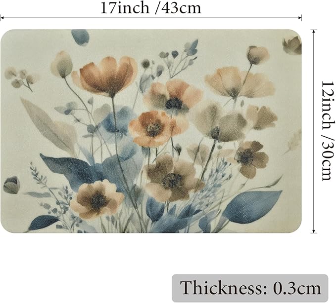 Vinyl Placemats Set of 6-12x17 Inch - Heat Resistant Washable Place Mats Waterproof Non-Slip Wipeable Table Mats for Dining Table Decor, Spring Outdoor Plastic Placemat