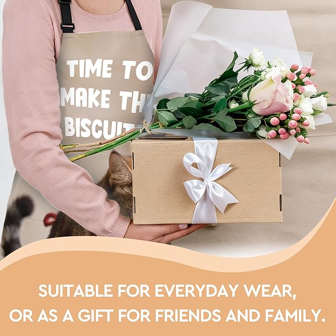 Funny Aprons for Women, Cat Mom Gifts, Made from Scratch Aprons for Women with Pockets