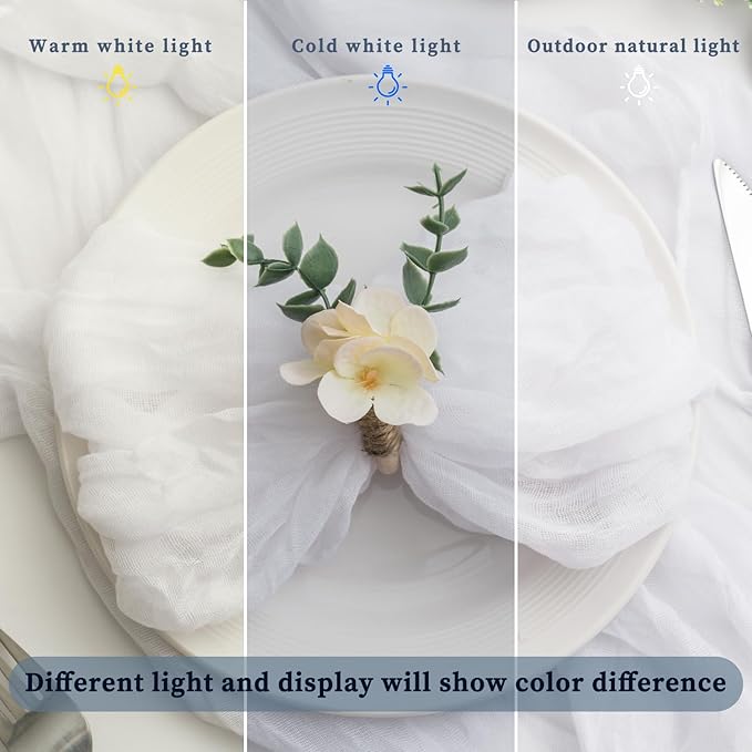 60 Pack White Cheesecloth Napkins Washable 21x21 Inches White Cloth Napkins Set of 60 Dinner Table Napkins for Wedding Cotton Gauze Bridal Baby Shower Rustic Boho Summer Party Table Decor