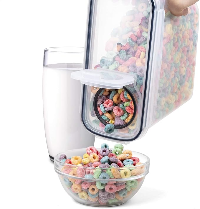 FOOYOO Cereal Containers Storage Set - 6 Piece Airtight Large Dry Cereal Storage Containers(4 * 4L+2 * 2.5L), BPA Free Dispenser Plastic Cereal Storage Containers with 16 Labels & Pen