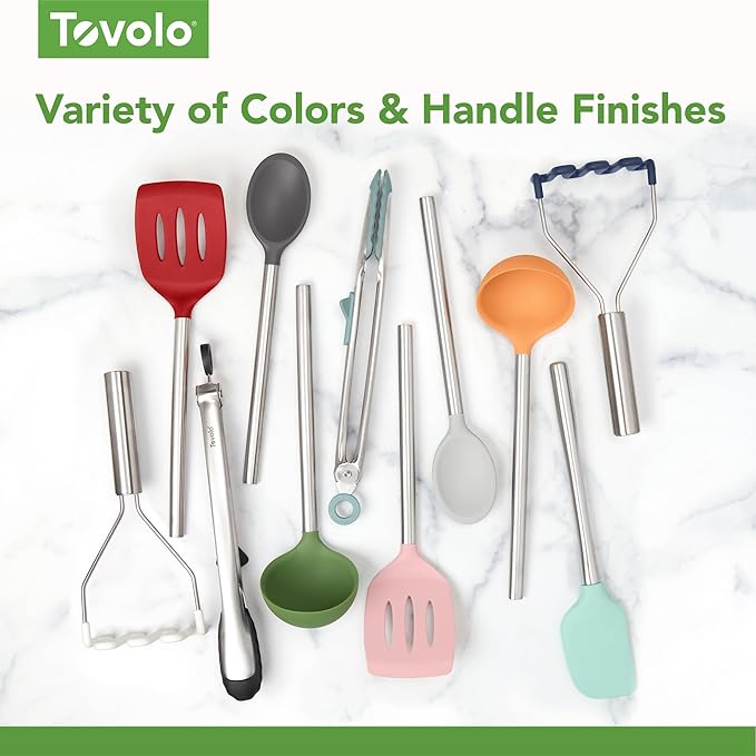Tovolo Silicone Ladle with Stainless Steel Handle Pink Sorbet Soup Ladle Large, Dishwasher Safe Heat Resistant BPA Silicone Ladle Deep Spoon with Reinforced Nylon Core for Soup, Stew, Sauce & Punch