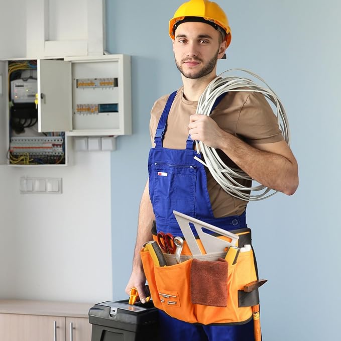 Waist Tool apron with 18 pockets, Heavy Duty Construction Tool Belt, Work Apron for Men and Women, Gifts for Men Dad Father(Wasit-Yellow)