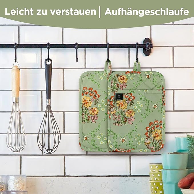 BONTHEE Pot Holders for Kitchen Heat Resistant Hot Pads for Countertops Oven Pot Holders Cotton Potholders for Kitchen Cooking Baking - 2PCS