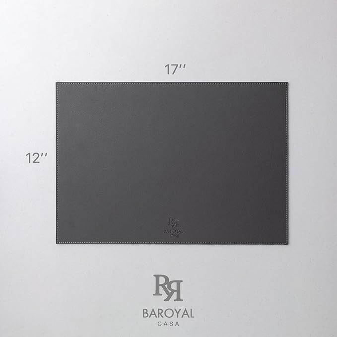 Faux Leather Placemats Set of 4 Vinyl Washable Wipeable Table Mats for Kitchen Dining Table Heat Resistant Waterproof Modern Indoor/Outdoor Placemats Non-Slip Easy Clean Place Mats (Dark Gray)