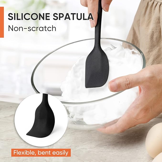 Silicone Tongs for Cooking Set of 3,Maywe Tanso 11"Kitchen Tongs with Silicone Tips- 600°F Heat Resistant,10"Whisk for Non-stick Cookware Plus 8.5"Spatula,Cooking Set|Dishwasher Safe