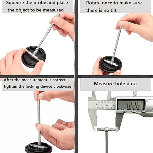 Beslands 6 Pc Telescoping Gage Set, T-Bore Hole Gauges, High Precision Telescopic Bore Gauge with a Portable Case(Range 5/16" - 6")