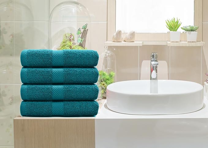 DAN RIVER 6-Pack Premium Hand Towels (16x28 Inches) - 100% Cotton, Ultra Soft, Lightweight, Highly Absorbent Towels for Bathroom, Spa, Gym, Salon, Hotel, and Travel - Teal