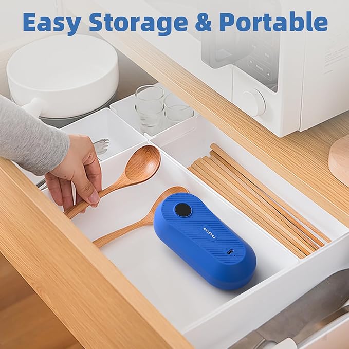 Auto Electric Can Opener, Rechargeable Can Openers for Seniors & Arthritis, One-Touch Automatic Can Opener, Hands-Free, Smooth Edge, Compact,Small - Auto Stop,Blue