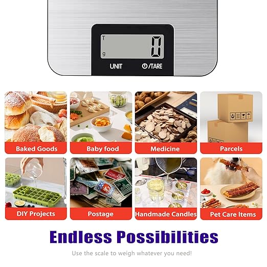 Food Kitchen Scale High-Precision Digital Scale Accurate Weighing for Baking & Cooking Enthusiasts(Shiny Black)