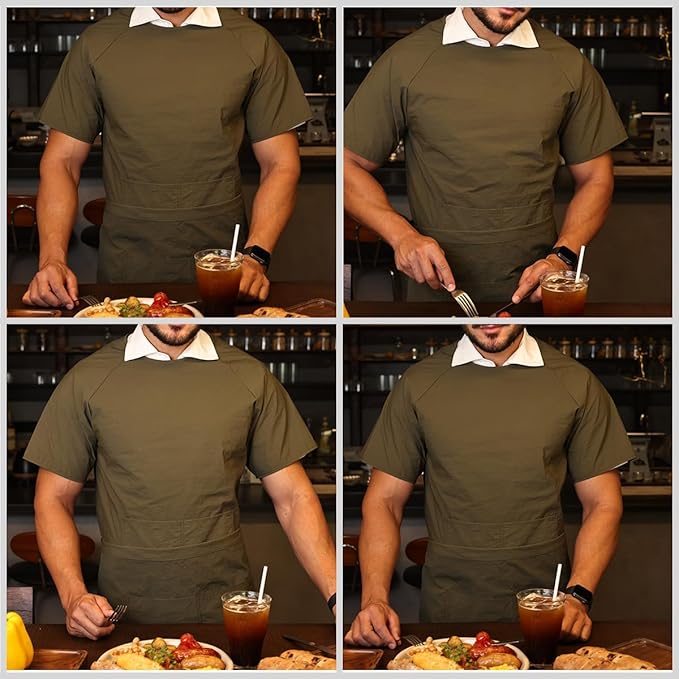Chef Apron-Cross Back Apron for Men Women with Adjustable Straps and Large Pockets,Canvas