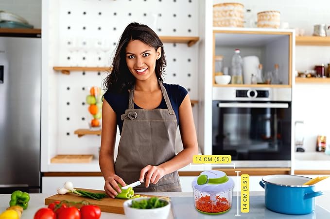 Brieftons QuickPull Manual Food Chopper: Large 4-Cup Powerful Hand Pull Chopper/Mincer/Mixer Blender to Chop Onion, Garlic, Vegetables, Fruits, Herbs for Salsa, Salad, Pesto, Puree, Indian Cooking