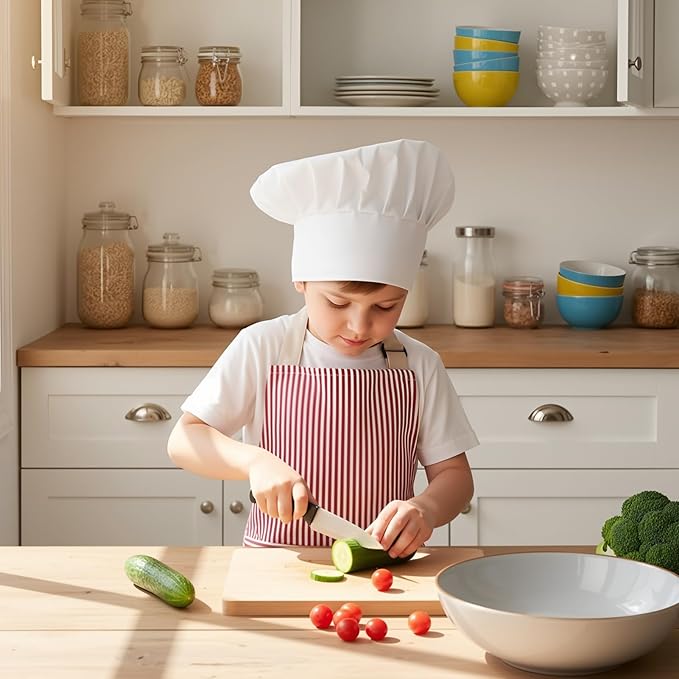 2 Pack Stripes Kids Apron, Kids Cooking Aprons with 2 Pockets, Cute Aprons for Cooking for Boys and Girls