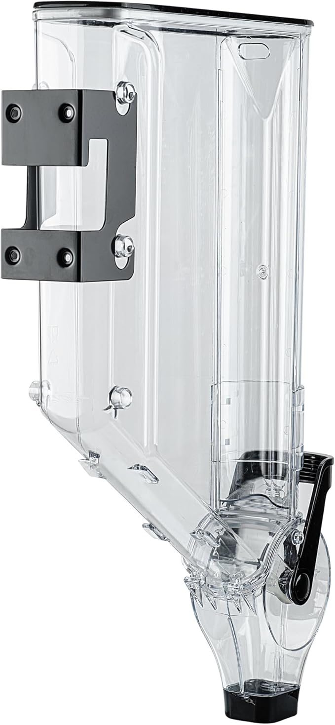 Restaurantware Cereal Dispenser 3 gal Plastic Wall-Mounted Gravity Bin Candy Dispenser Self-Serve Black Dry Food with Wall Mount Brackets for Breakfast Buffet or Hotel Use