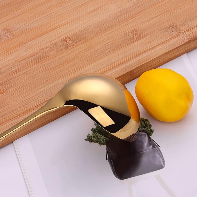 4 oz. High Grade Kitchen Ladle Heavy Duty Soup Ladle 11 Inch Stainless Steel Cooking Ladle Kitchen Accessories for Stirring Portioning and Serving Soups Gravy Sauces Chili Stew and More(Gold)…