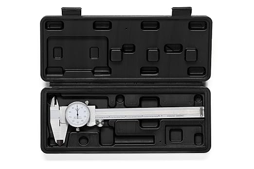 PEC Dial Caliper 0-6 Inch, Stainless Steel Precision Measuring Tool with Shock-Proof Dial, High Accuracy ±0.001"