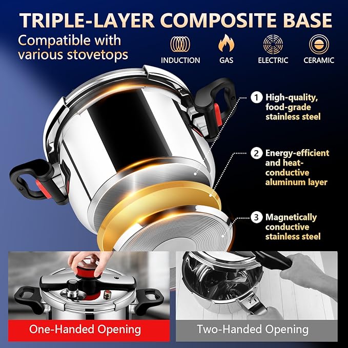Pressure Cooker Small Stainless Steel 4.22 Quart, Olla De Presion, Stainless Steel Mini Pressure Cooker, Compatible with Induction and Gas Stovetops, Para Cocinar Panela De Pressao
