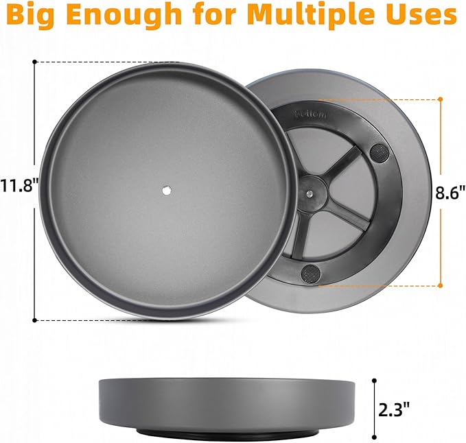 Metal Lazy Susan Organizer, 12 Inch Anti-Rust Turntable for Cabinet, Kitchen, Dining Table, Bathroom – Rotating Spice Rack, Spinner Storage, Round Carousel Organizer for Countertop Gunmetal