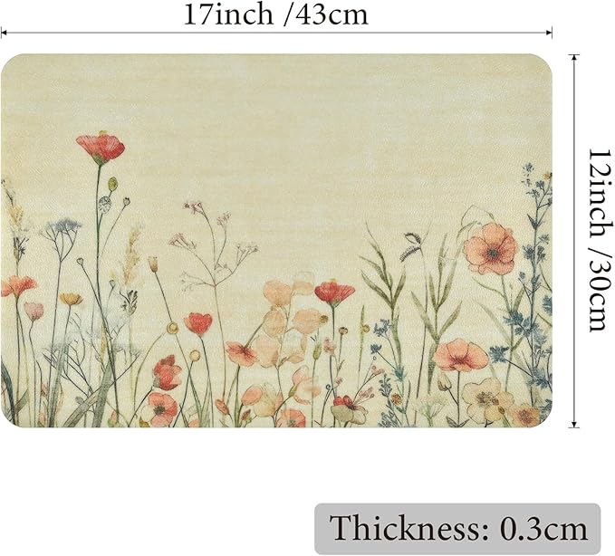 Vinyl Placemats Set of 6-12x17 Inch - Heat Resistant Washable Place Mats Waterproof Non-Slip Wipeable Table Mats for Dining Table Decor, Spring Outdoor Plastic Placemat