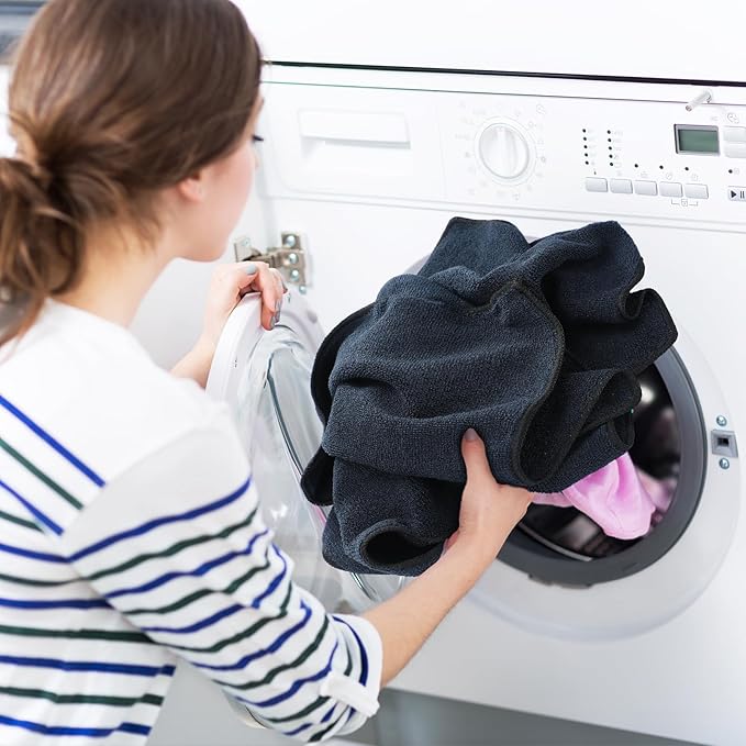 Tanlade Cleaning Cloth Dry Erase Cloth Cleaning Rags Reasonable Kitchen Towels Microfiber Towels Cars Wash(12 x 12 Inch,Black,10 Pcs)
