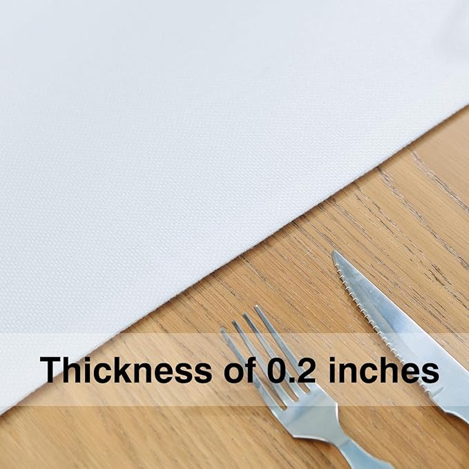 4 Pieces Round Placemats 15 Inch Soft Polyester Blended Fabric Handcrafted Machine Washable Indoor & Outdoor Tablemat Pure White