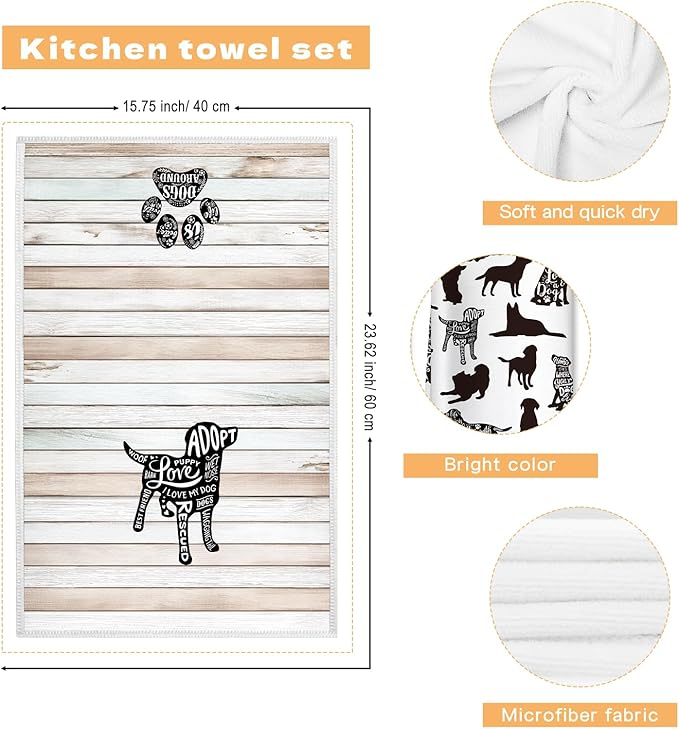 Funny Black Dogs Microfiber Kitchen Towels, Soft Absorbent Hand Towel 15.7 × 23.6 Inch, Thick Dish Cloth for Party Anniversary Holiday Decoration, Housewarming Gifts for Mom