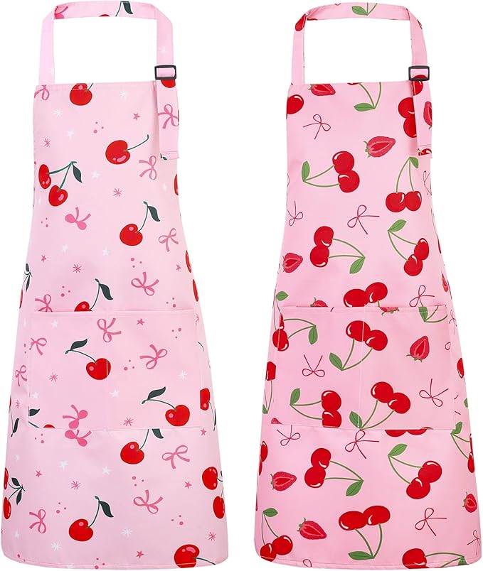2 Pack Kids Apron, Cute Cooking Aprons, Waterproof Art Apron with Pockets, Toddler Painting Artist Apron Adjustable