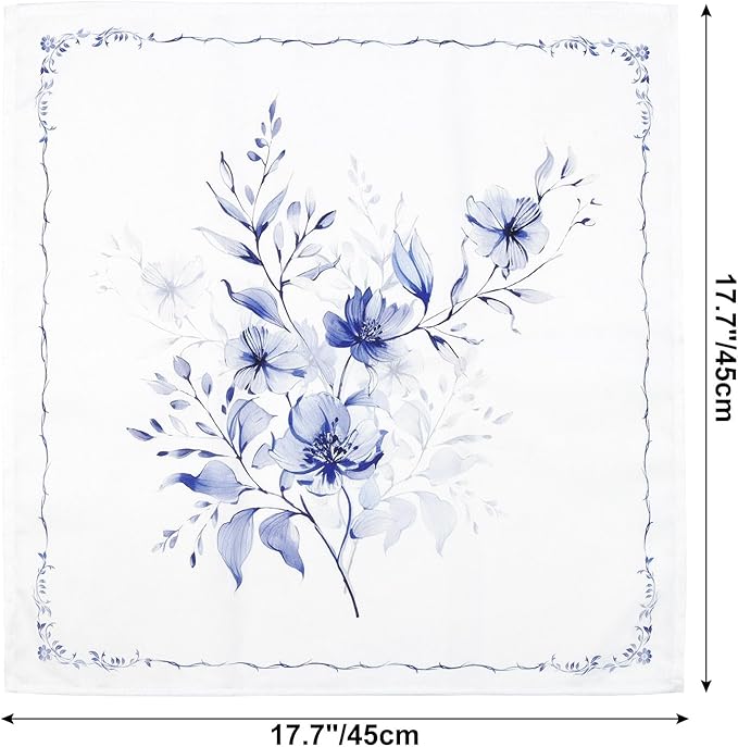 Spring Summer Watercolor Flower Napkins, 18×18 Inch Dinner Cloth Napkins Set of 6, Washable Cotton Soft Absorbent Square Table Top Decoration for Dining Kitchen Party Wedding