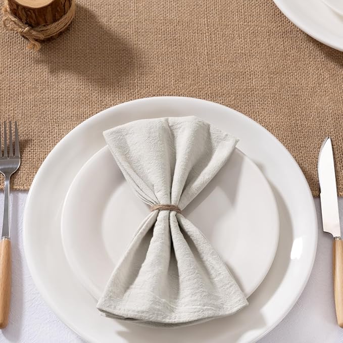 MLMW Linen Cloth Napkins Set of 6 Boho Natural Spring Easter Napkins Cloth Washable Bulk Dinner Napkins 16"×16" for Rustic Wedding Party Baby Bridal Shower Birthday Table Decor