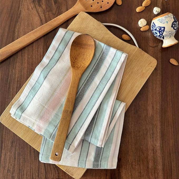 THE COVERS Premium 100% Cotton Kitchen Towels in Pastel Colors | Set of 6 Lavishly Large Towels (20.5”x30.5”) | Handy Hanging Loop for Drying | Elegantly Packaged for Gifting, with a Signature Tote