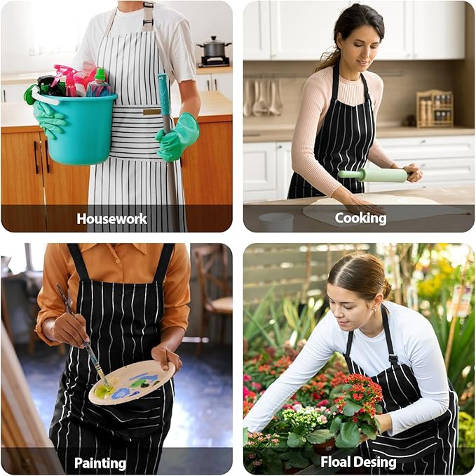 VALOME 2 Pack Kitchen Aprons, Apron for Cooking with 2 Pockets, Unisex Adjustable Neck Strap Chef Aprons for Men Women