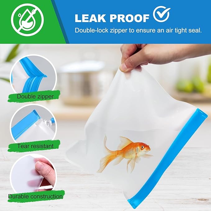 10 Pack Reusable Snack Bags, Extra Thick BPA Free, Dishwasher & Freezer Safe Food Storage Bags for Lunch, Snacks & Home Organization (Blue, 10 Pack Snack Bags) | 8.6"W × 5.3"H
