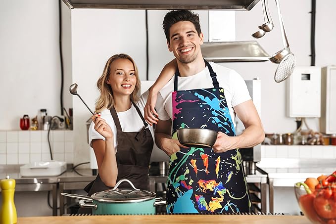 ZiQilin Adjustable Waterproof Kitchen Apron for Women with 2 Pockets Cooking Chef Apron Gardening Funny BBQ Aprons for Men