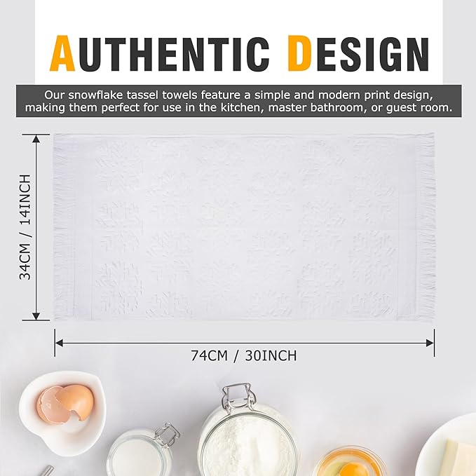 Luxury Decorative Hand Towels Bathroom: 2 Packs 14X30 100% Cotton Turkish Absorbent Soft Face Towel Set for Boho Bathroom Decor Kitchen Hotel Spa Farmhouse Guest Tea Gift (05 Snowflake, 14"x30")