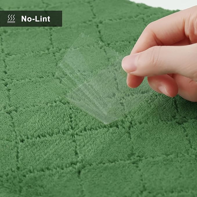 Homaxy 12 Pack Dish Towels for Kitchen (10 x 20 Inches, Grass Green), Super Soft and Absorbent Coral Velvet Dish Cloths for Washing Dishes, Nonstick Oil Fast Drying Microfiber Cleaning Cloth