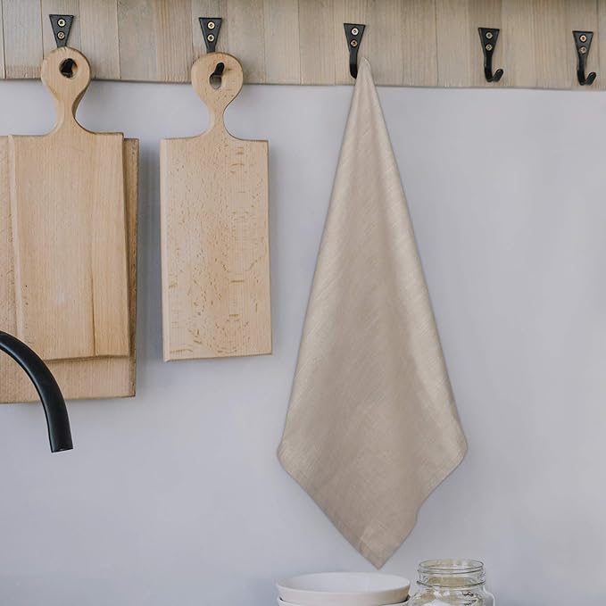 Urban Villa Harvest Kitchen Towels Premium Quality 100% Cotton Solid Kitchen Towels Set of 6 Ultra Soft Size 20X30 Inches Chambray Beige/White Color Kitchen Towel Highly Absorbent Kitchen Towels